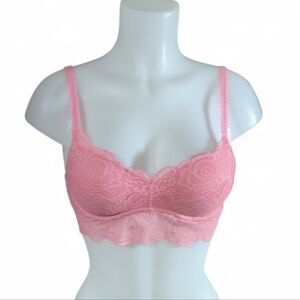 PINK Victoria's Secret Peach Orange Lace Bra